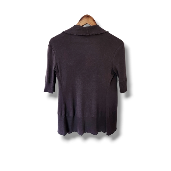 Short Sleeve Curled Hem Sexy Basic Open Cardigan by Express - Picture 7 of 8